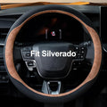 West Llama Customized Auto Car Steering Wheel Cover for Chevy Silverado 1500, 2500, 3500,14.5-15 inch (Brown - Standard Size)