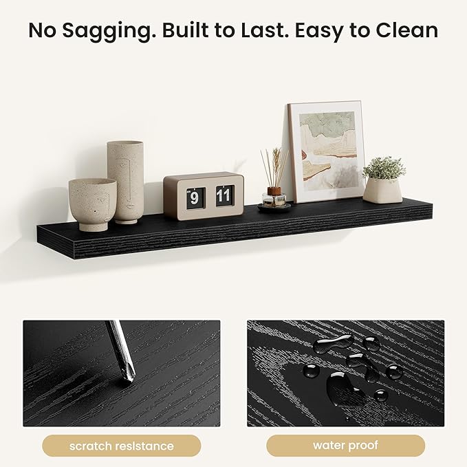 Fun Memories Floating Shelves for Wall, Rustic Wood Wall Mounted Shelves for Bathroom, Bedroom, Living Room & Kitchen, Storag