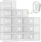 SIMPDIY Shoe Storage, 12 Pack Shoe Organizer for Closet, Shoe Boxes Clear Plastic Stackable Shoe Containers with Lids for Siz