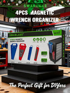 SWANLAKE 4-Pack Magnetic Wrench Organizer Toolbox Holder, 2PCS 15-Slot and 2PCS 12-Slot Wrench Organizers, SAE & Metric Ratch