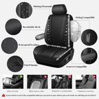 CAR PASS Memory Foam Mesh Bling Diamond Car Seat Cover 2 Front Seats Breathable Soft Sponge Universal Shining Glitter Sparkly Crystal Fit Armrest Automotive Truck SUV Cute Women Girl, Black Rhinestone