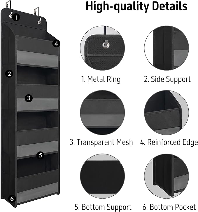Giraffe Creation Over Door Organizer with 4 Large Capacity Pockets, Heavy Duty Hanging Organizer Storage for Closet Bathroom 