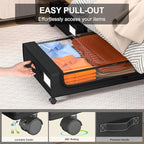 GoMaihe Under Bed Storage with Wheels: 4-Pack XXL 48L Underbed Storage Containers with Lids - Rolling Drawers for Shoes Cloth