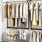 STORAGE MANIAC Adjustable Closet Rod Extender, Heavy Duty Space-Saving Clothes Hanging Bar, Double Rod Organizer, Black, 1 Pa
