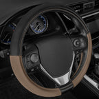 Cat® ErgoDrive Car Steering Wheel Cover with Tan Beige Grip, Black Faux Leather Steering Wheel Cover for Auto Truck Van SUV - Standard 14.5" - 15 Inches