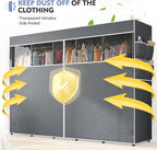 Raybee 90.6" W Extra-Large Clothes Rack with Cover, Freestanding Clothing Racks for Hanging Clothes, Heavy Duty Closet Organi