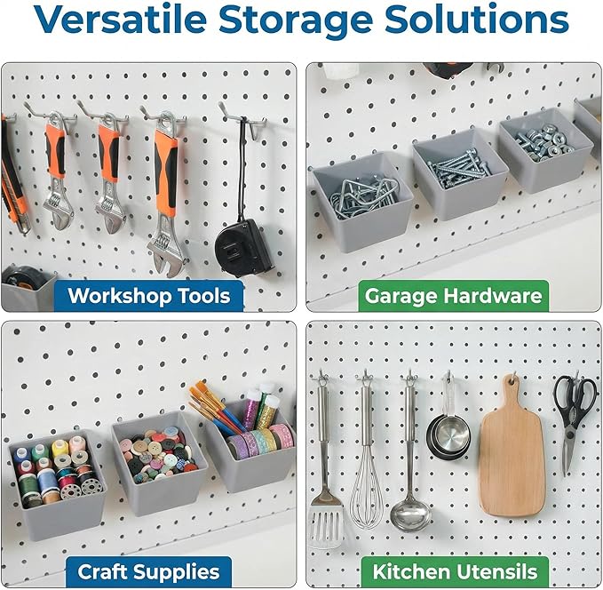 Pegboard Metal Hooks Kit 90PCS - Heavy Duty Utility Set for Garage & Workshop Organization, Wall Hanger Holder with Locks, No