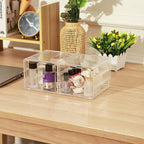 Cq acrylic Clear Stacking Make Up Organizers and Storage With 2 Drawers,4.7" Tall Acrylic Medicine Cabinet Organizer,Plastic 