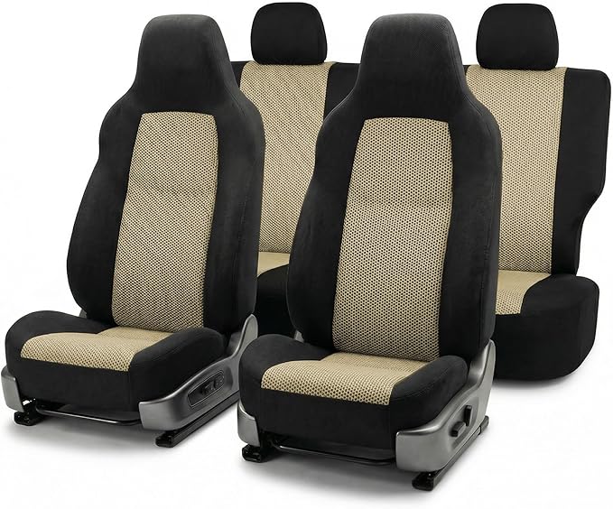 FH Group Automotive Full Car Seat Covers for SUV, Trucks, Sedan and More - Universal Fit Front High Back & Rear Solid Bench D