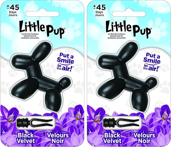 Little Pup 96605 Black Velvet Scent, Car Air Freshener, Clips to A/C Air Vent, Alcohol-Free Fragrance Oil, Non-Hazardous and 