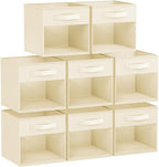 DIMJ Storage Cubes, Cube Storage Bin, 8 Pack Foldable Storage Cubes with Window, Closet Storage Bins with Handle, 11x 11 inch