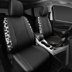 CAR PASS Cow Diamond Leather Bling Car Seat Covers Universal, Faux Shining Rhinestones Two Front only, Fit 95% Automotive Glitter Crystal Sparkle Strips for Cute Women Girl, 2PCS Cow Silver Diamond