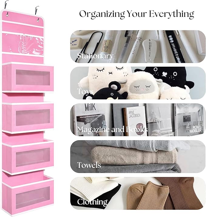 Giraffe Creation Over Door Organizer with 4 Large Capacity Pockets, Hanging Organizer Storage for Closet Bathroom Nursery Bed