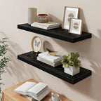 Fun Memories 36 Inch Floating Shelves in Black, 9.3 Inch Deep Floating Shelf for Bathroom Living Room Kitchen, Rusitc Wall Mo