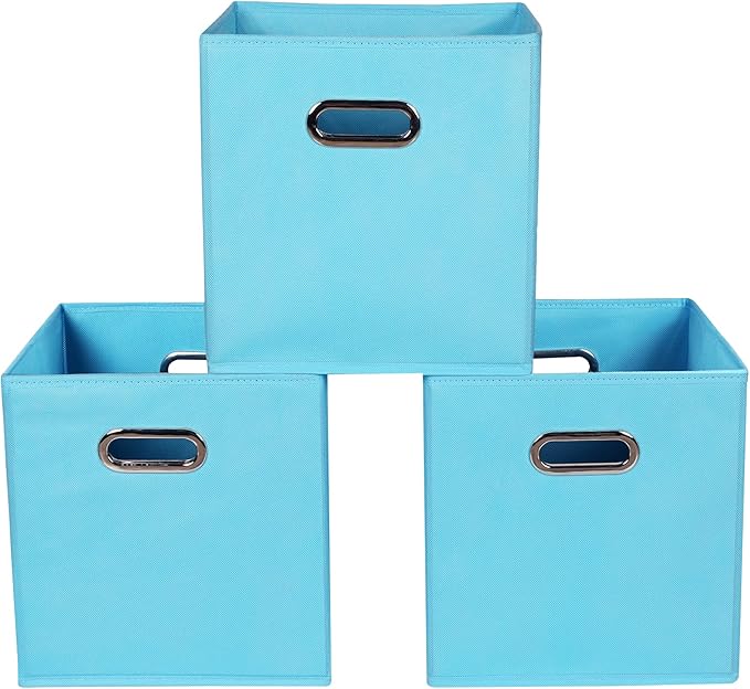 Yunkeeeper storage bins Cubes, Fabric Cube Organizer with Handle, Foldable Cube Bins for Cloth or Accessary Storage, 11x11x11