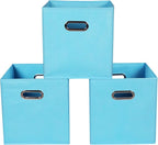 Yunkeeeper storage bins Cubes, Fabric Cube Organizer with Handle, Foldable Cube Bins for Cloth or Accessary Storage, 11x11x11