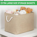 Bidtakay Fabric Storage Baskets for Shelves 3 Pack Large Storage Bins for Organizing Linen Collapsible Organizer for Closet-F