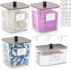 Laundry Pods Storage Container, Clear Laundry Room Organization and Storage,Detergent Powder Container,with Wooden Lids & Lab