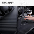 YONZEE 2-in-1 Car Steering Wheel Desk Tray & Car Seat Gap Filler Organizer – Foldable Carbon Fiber Look Table for Laptop, Eating Food, Writing – for Standard Round Steering Wheels