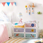 SONGMICS Kids' Shoe Rack with Doors, 6-Slot Stackable Storage Organizer, Plastic Wardrobe, Toys, Books, Clothes, 12.2 x 16.9 