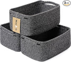 MiniArk Small Storage Baskets for Organizing | Closet Organizer Bins | Shelf Toy Basket | Woven Rope Baskets | Cube Decorativ
