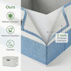 PRANDOM Storage Bins with Lids [3-Pack] Linen Fabric Foldable Storage Boxes Organizer Containers Baskets Cube with Cover for 