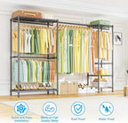 Ulif E10 Clothes Rack（With Stretchable Hanger Rod）Freestanding Clothing Racks for Hanging Clothes，Adjustable Closet Organizer