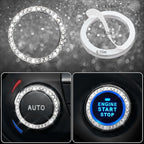 CAR PASS Bling Diamond Leather Car Seat Covers Sets 11 pcs,Bling Diamond Car Accessories for Women, Sparkly Rhinestone Steeri
