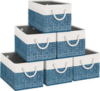Fab totes Storage Bins [6-Pack], Foldable Storage Baskets for Organizing Toys, Books, Shelves, Closet, Large Storage Box with
