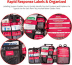 First Aid Kit, Trauma First Aid Kits with Labelled Compartments Molle System, Professional Emergency Kits for Home, Office, C