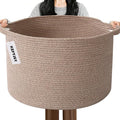 115L Large Blanket Basket,23.6" L x 23.6" W x 15.7" H Rope Woven Baskets with Handles, Toys Storage Bins,Laundry Basket Perfe