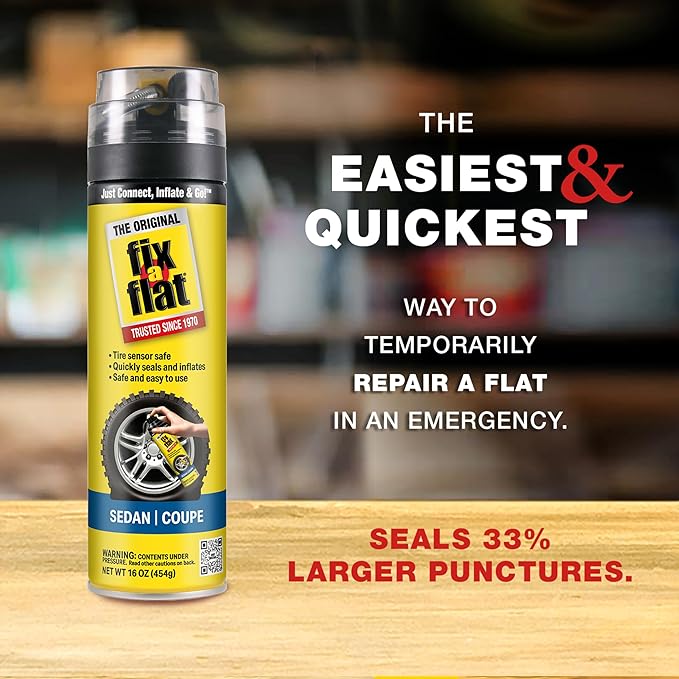 Fix-A-Flat S60430 Aerosol Emergency Flat Tire Repair and Inflator, for Large Tires, Eco-Friendly Formula, Universal Fit for A