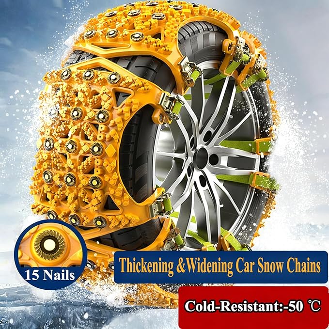 Snow Chains for Car Tires 6 Pack, Emergency Anti Slip Tire Chains for SUV/Trucks/ATV, Adjustable Universal Winter Security Ch