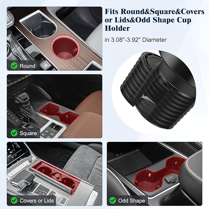 Quick-Install Car Cup Holder Expander, Space-Saving Cup Holder for Car with Offset Design, Non-Slip Large Water Bottle Holder