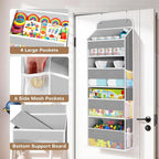 SpaceWhisper Over the Door Organizer, 4 Large Pocket Hanging Storage Organizer with 40lb Capacity, Space Saving for Nursery, 