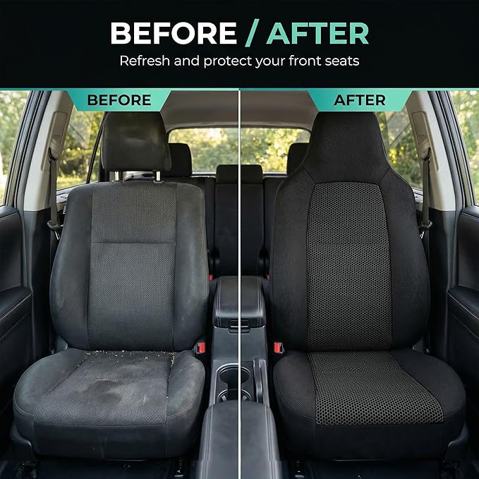 FH Group Car Seat Covers High Back Classic Cloth Front Pair Set with Gift, Easy to Install - Universal Fit for Cars, Trucks &