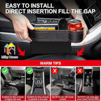 2 Set Car Seat Gap Organizer, Car Gap Filler Storage Boxes, PU Leather Front Seat Console Side Pocket Bags with Cup Holder 4 Hooks, Automotive Storage Box for Phone, Drinks, Cards, Sunglasses, Black
