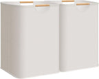 STORAGE MANIAC 2-Pack Large Laundry Hamper, 100L (26.4 Gal) Collapsible Laundry Basket with Bamboo Handles, Freestanding Wate