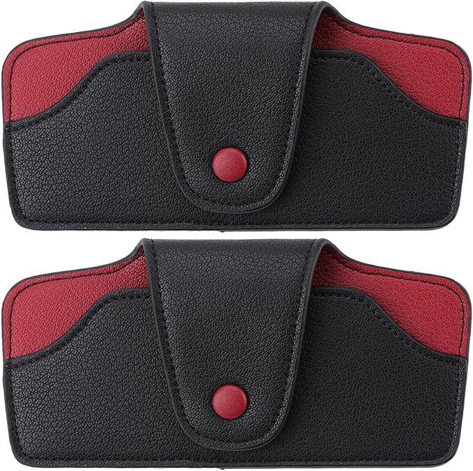 Car Sunglasses Holder for Car Visor Vegan Leather Auto Eyeglass Case with Clip Automotive Interior Visor Accessories