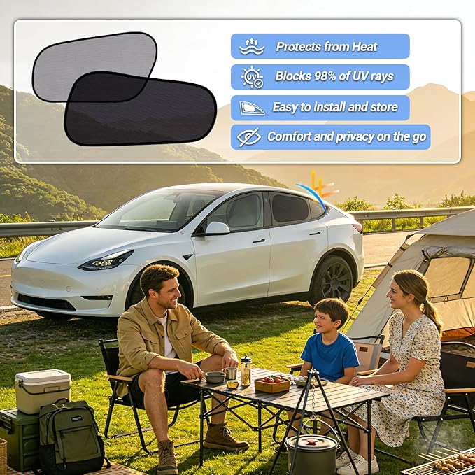 ZATOOTO 4Pack Tesla Model Y 2020-2024 Window Shades for Side Window丨Clear for Safe Driving | 95% UV & Heat Block | No Adhesive, Easy Install | Enhanced Visibility, Tool-Free Install