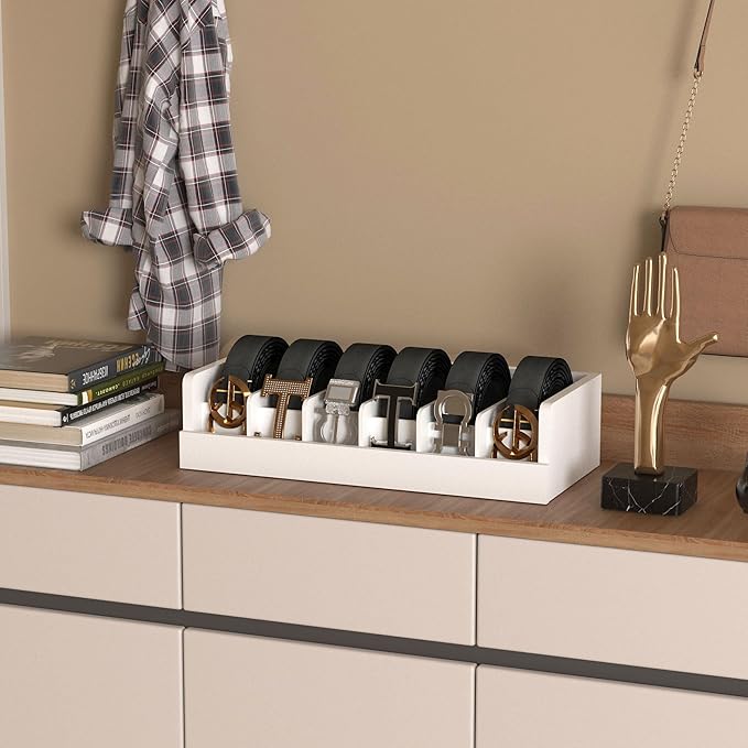 Belt Organizer for Drawer - Bamboo Belt Storage Organizer | Belt Rack for Closet Wall Mount Men Women Tie Sock Bra Scarf Ribb