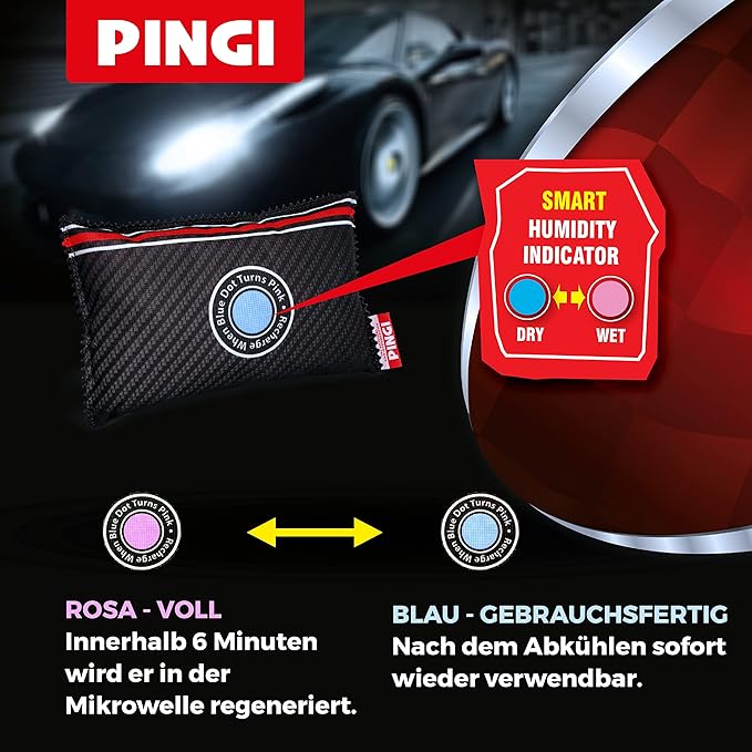 Pingi Dehumidifier Car and Home - Absorbs Moisture Condensation Damp Keeping Windscreens Clear - 100% Leakproof & Reusable