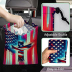 American Flag Cross Car Garbage Bag,Waterproof Small Car Trash Bag Hanging Back of Seat,Drawstring Hanging Car Trash Bag with Adjustable Buckle for Car Accessories