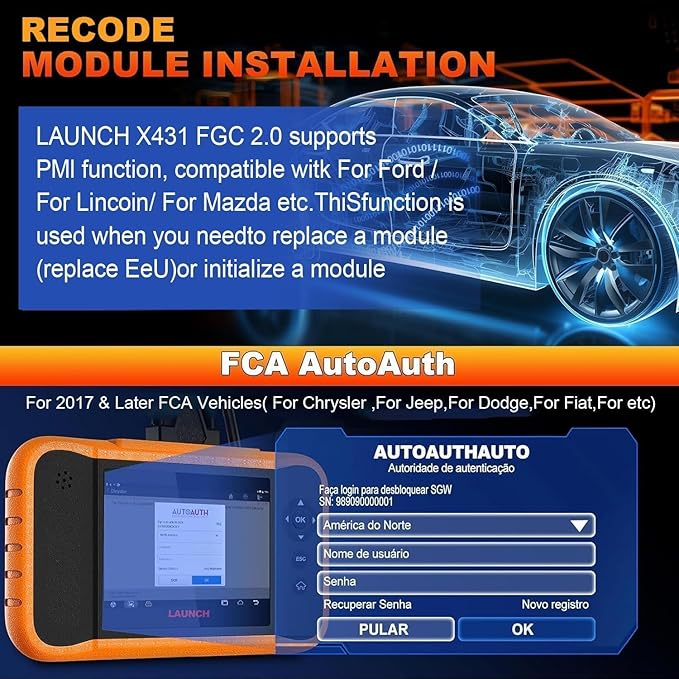 LAUNCH X431 Creader Elite 2.0 FGC OBD2 Scanner,ECU Code, Bi-Directional Scan Tool for Ford, for GM, for Chrysler,100+ Reset,
