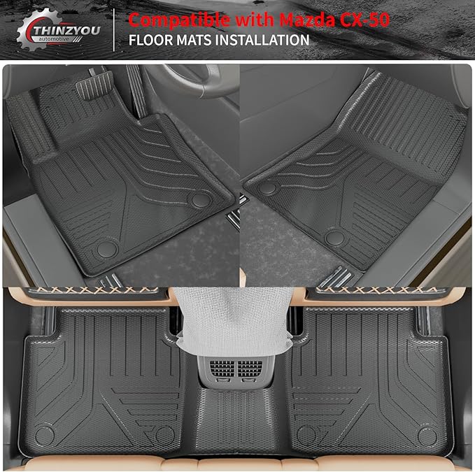 Floor Mats Compatible with 2023 2024 2025 2026 Mazda CX50 Trunk Mat Cargo Liner TPE All Weather Back Seat Cover Protector 2024 CX-50 Accessories (Trunk Mat+Backrest Mats+Floor Mats)