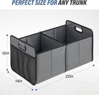 Simple Deluxe Car Trunk Organizer, Collapsible 2 Compartments Trunk Storage, Anti-slip Design, Made of Waterproof 600D Oxford P