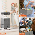 Modanais Baby Diaper Caddy Organizer Cart with Drawers - 3In1 Rolling Storage Cart with Wheels, Removable Diaper Caddy, Detac