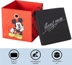 Idea Nuova Disney Mickey Mouse Collapsible Fabric Storage Cube,10” Organizer Bin with Lid for Bedroom, Playroom, and Closet