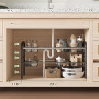 NETEL Under Sink Organizers and Storage, 2 Tier Expandable Under Cabinet Organizer Shelf with 8 Baskets, Expandable Shelf for