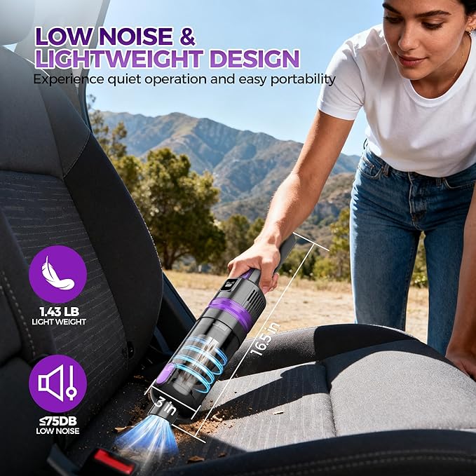 Handheld Vacuum Cordless Rechargeable 2-Speed Modes| 3-in-1 Portable Cordless Vacuum Cleaner with Charging Dock, for Car Home